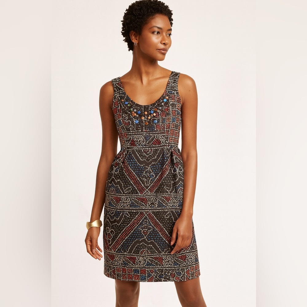 Anna‎ Sui for Anthropologie Tesserae Mosaic Beaded Shift Dress 4